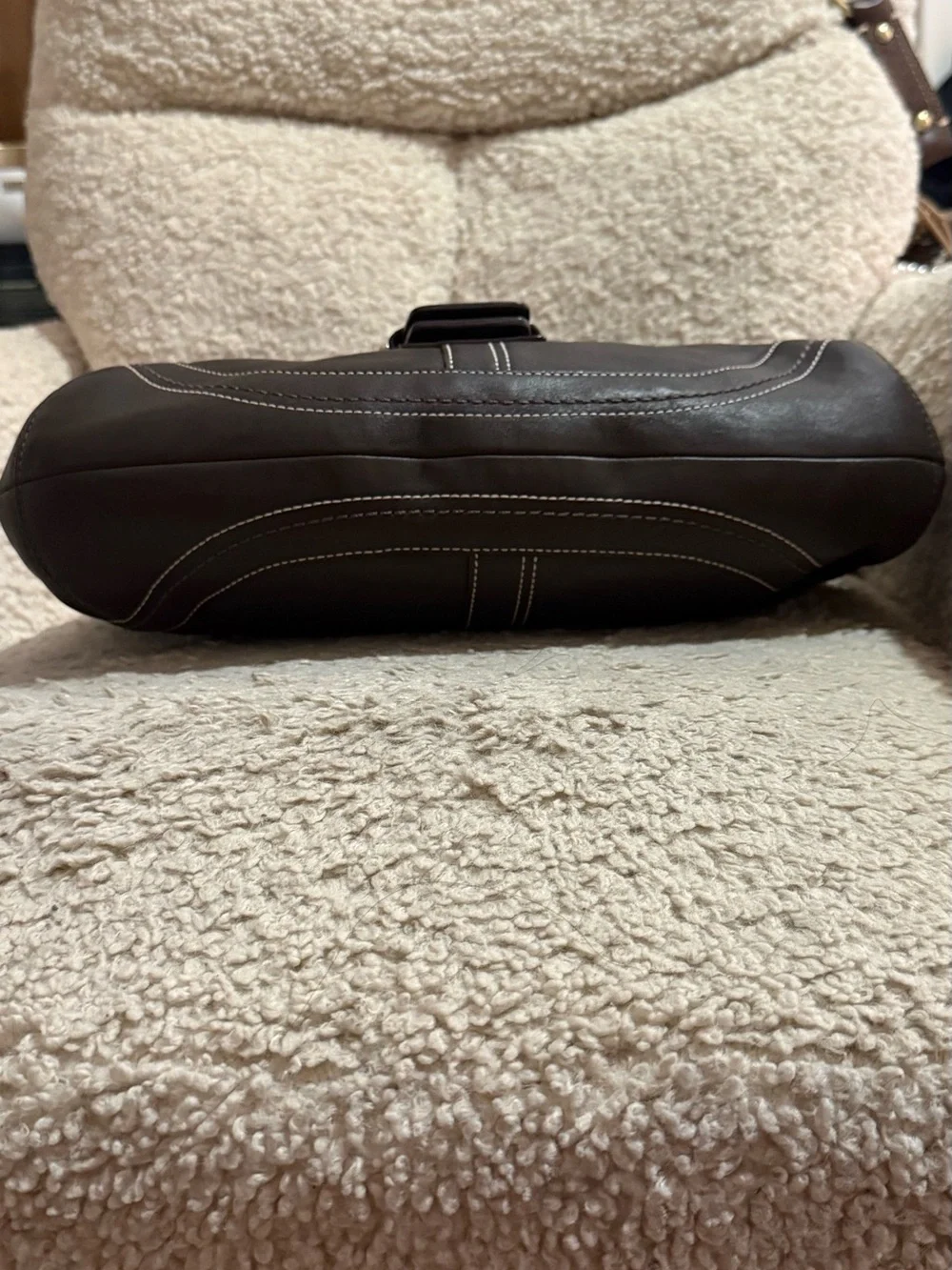 Coach Dark Brown Leather Shoulder Bag with Matching Wallet